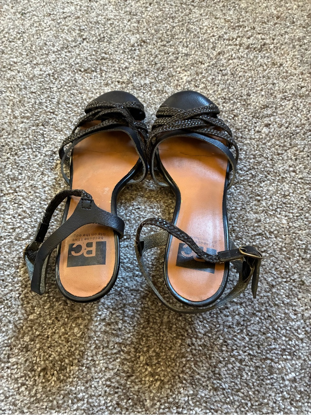 BC Footwear Black Braided Strap Open-Toe Sandals